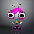 Cute Cartoon Ant Character With Big Eyes Pink Hair Striped Outfit And Antennae