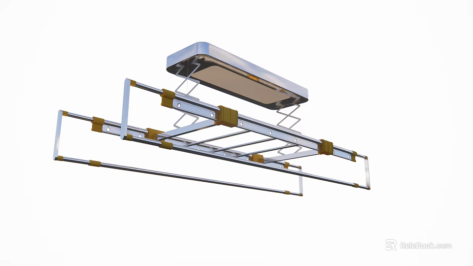 Electric Ceiling Mounted Clothes Drying Hanger With Retractable Metal Rods 3d model 