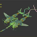 Colorful Cosmic Spacecraft With Blue Orange Body Dual Thrusters And Vibrant Trails For Exploration
