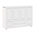 White Wooden Chest of Drawers with Cabinet Doors and Double Drawers Simple Home Storage Furniture