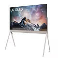 LG OLED TV Showing Stunning Starry Mountain Scene With Soundbar And Stand