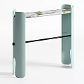 Modern Light Blue Console Table With Black Shelf And Decorative Tabletop Legs 3d model