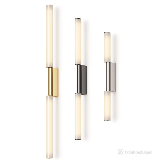 Modern Wall Lamps With Gold Black Silver Finishes And Long Strip LED Tubes For Home 3d model 