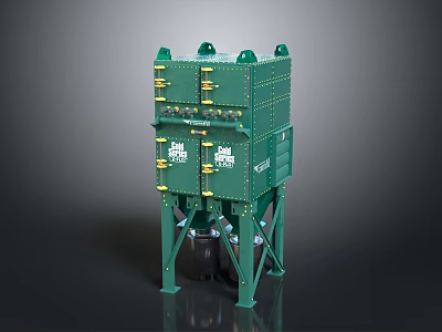 Green Industrial Equipment With Multiple Green Domes Yellow Fasteners And Supporting Legs 3d model