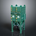Green Industrial Equipment With Multiple Green Domes Yellow Fasteners And Supporting Legs