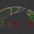 Modern Artistic Arched Gateway With Illuminated Elements And Human Silhouettes 3d model