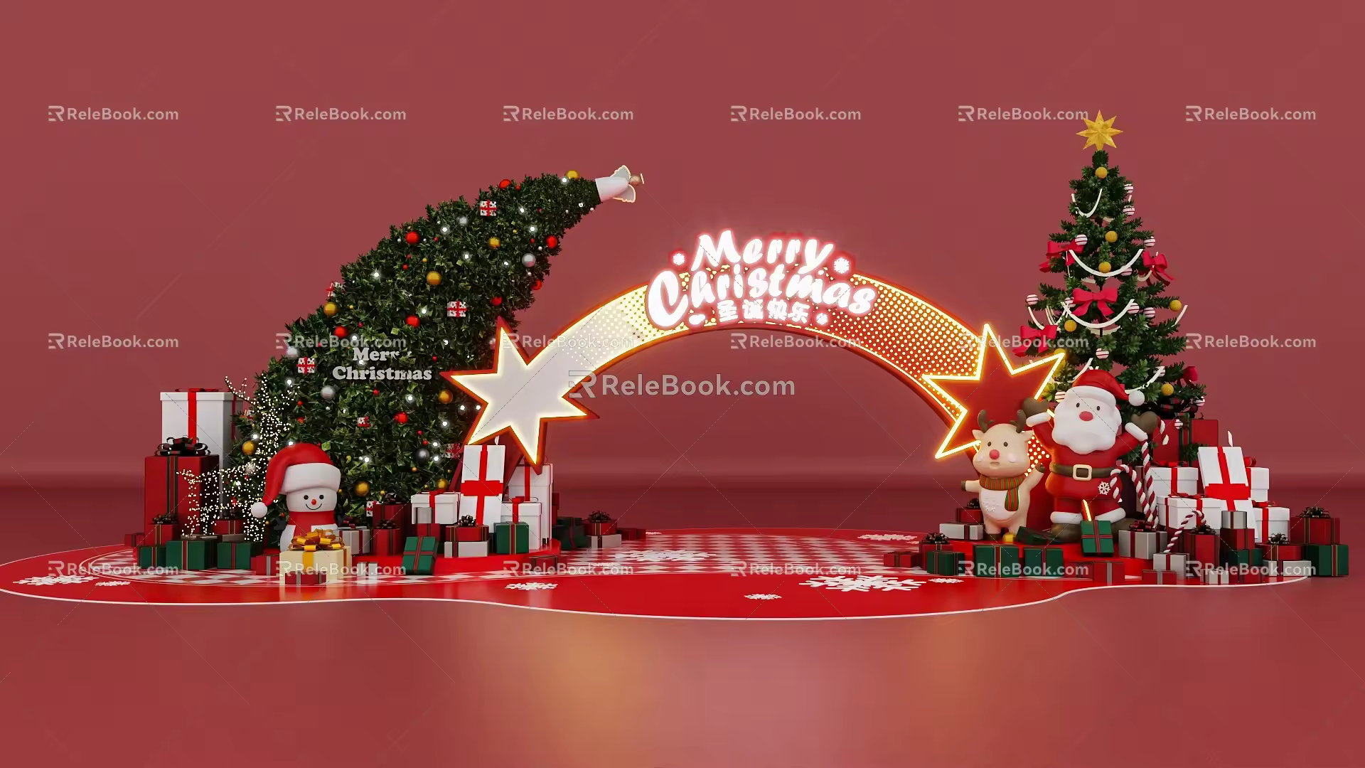 Modern Christmas Meichen Commercial DP Meichen Net Red Pushcard Meichen 3d model