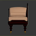 Peach Colored Chaise Lounge With Dark Wooden Frame Rolled Cushion And Carved Golden Legs