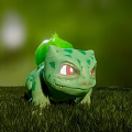 Green Reptile With Red Eyes And Green Back Structure On Grassy Ground