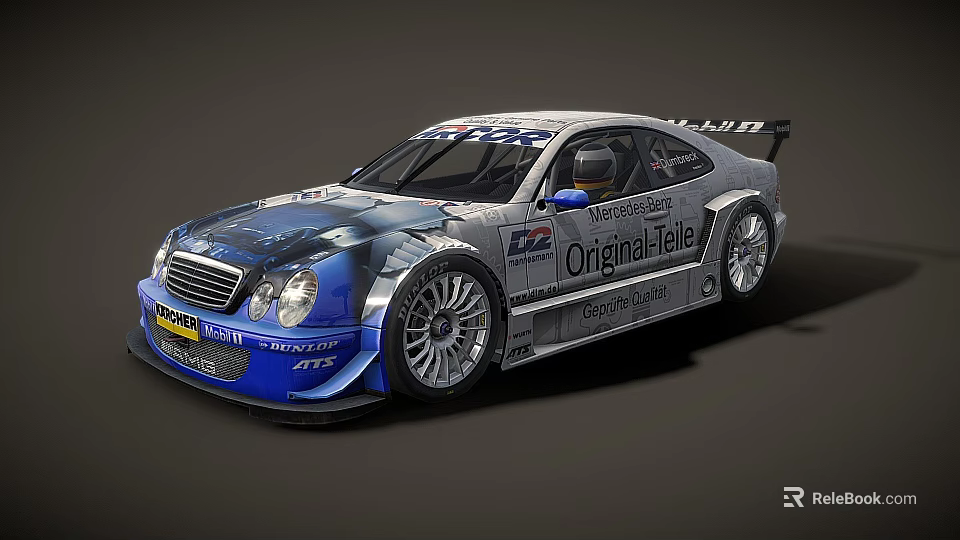 Mercedes 2005 DTM Race Car Featuring Blue White Livery Aerodynamic Design And Original Tele Logos 3d model 