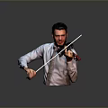 Man Skillfully Playing Violin Wearing Light Blue Shirt And Tie 3d model