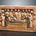Medieval Stone Carved Relief Panel With Historical Figures And Mourning Scene