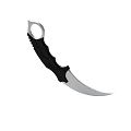 Curved Silver Blade Knife With Black Decorative Handle And Top Ring
