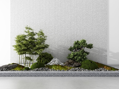 Landscape sketch interior landscape wall courtyard landscape small landscape plant collocation modeling 3d model