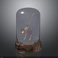 Glass Dome Decor Featuring Cartoon Character and Animal with Copper Base and Golden Ball