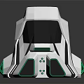 Futuristic Car Featuring Geometric Design Silver Body And Green Accents On Reflective Surface
