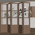 Modern Wooden Folding Door Interior Design With Glass Grid Panels And Decorative Wall