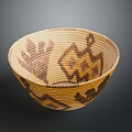 Handwoven Decorative Basket With Intricate Brown Patterned Design For Home Use 3d model