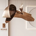 Elegant Modern Metallic Sculptural Chandelier With Unique Curved Design For Contemporary Interior