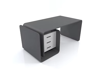 Modern Black Desk With Sleek Design And Functional Drawers 3d model