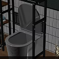 Multi tiered Bathroom Cabinet Rack With Metal Frame Wooden Shelves And Toiletries In Modern Bathroom