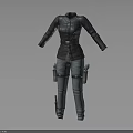 3D Model Character Outfit Featuring Black Leather Jacket Gray Jeans and Side Holsters 3d model