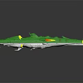Green Cosmic Spacecraft Model With Streamlined Design And Yellow Accents For Space Exploration