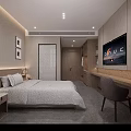Modern Hotel Corridor With Light Beige Walls Room Numbers Marble Floor And Recessed Lighting
