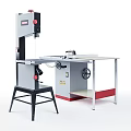 Industrial Bandsaw With Workbench Table Metal Stand And Operating Wheels 3d model
