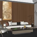Elegant Hotel Public Lounge Interior With Wooden Walls White Sofa And Large Windows