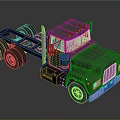 Green Truck Chassis With Multiple Wheels And Front Cab Design