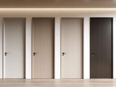 Modern Wooden Hinged Doors in Various Colors for Home Interior 3d model