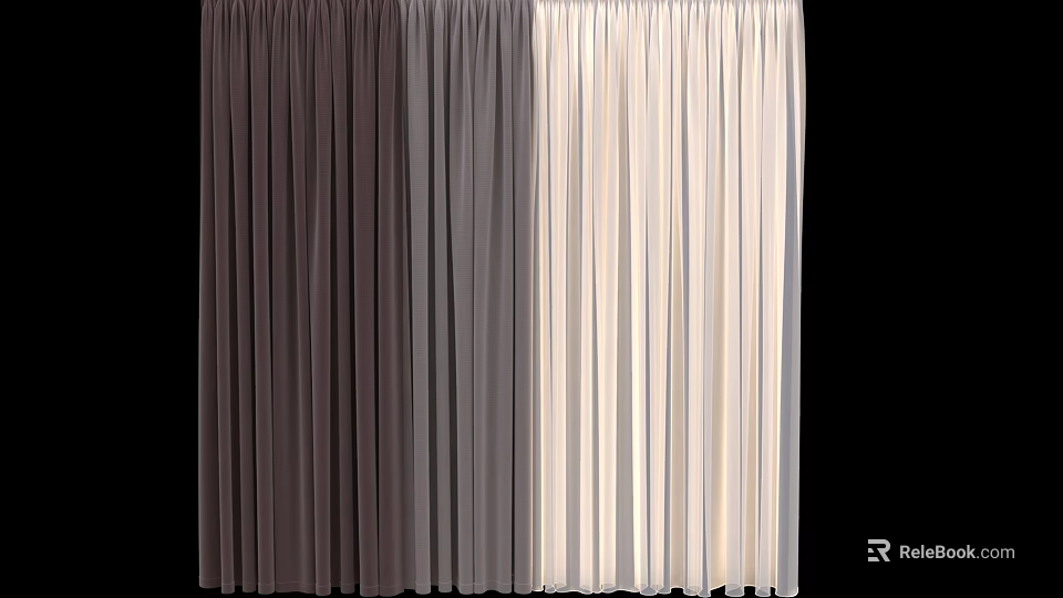 Modern Two Tone Pleated Curtains For Window Decoration And Home Decor 3d model 
