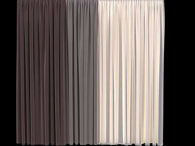 Modern Two Tone Pleated Curtains For Window Decoration And Home Decor 3d model