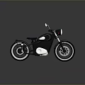 Vintage Black Motorcycle With Classic Design Black Leather Seat Silver Engine And White Rim Wheels