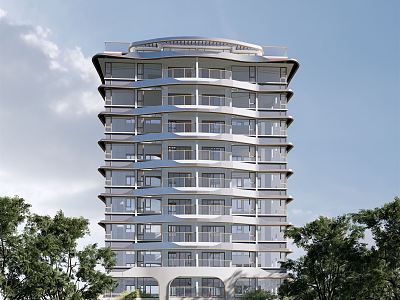 Modern residential building high-grade high-rise villa model