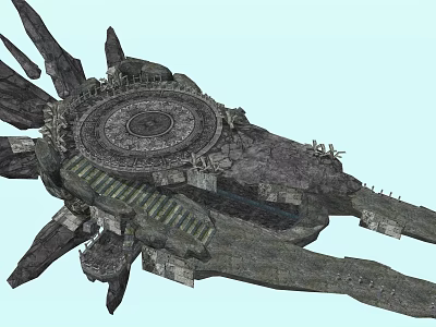 Intricate Ancient Stone Circular Fortress With Spiked Protrusions And Steps 3d model