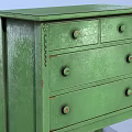 Vintage Green Wooden Console Side Cabinet With Distressed Finish Drawers And Slender Legs