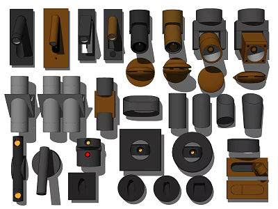 Various Modern Downlights and Spotlights With Black Brown Designs Styles and Shapes 3d model