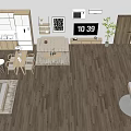 Modern Interior Design With Open Layout Wooden Flooring Kitchen Living Area And Bedroom