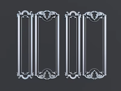 Elegant White Gypsum Molding with Ornate Intricate Patterns Symmetrically Arranged 3d model