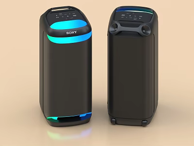 Sony Black Audio Speakers With Modern Design And Blue Light Features 3d model
