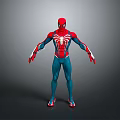 Spider Man 3D Model in Red and Blue Costume with Spider Web Pattern Standing Pose 3d model
