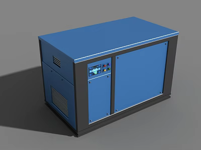 Blue Modern Industrial Equipment Cabinet With Control Panel And Side Vents 3d model