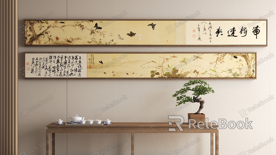 New Chinese Banner Decorative Painting Flower Bird Insect Hanging Painting model