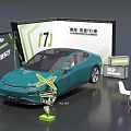 NIO ET7 Teal Car Exhibition Booth Display With Number 17 And White Furniture