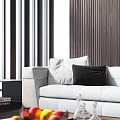 Modern Living Room With Floor To Ceiling Windows And Stylish Furniture