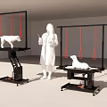 Industrial Equipment for Animal Rehabilitation with Adjustable Frame and Red Suspension Straps