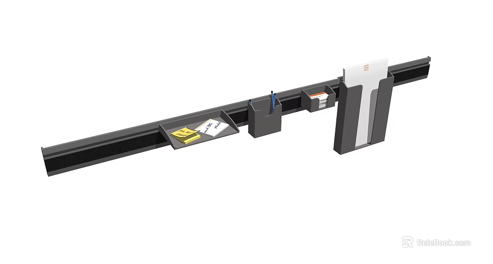 Modern Office Desk With Track System Storage Tray Pen And Documents 3d model 