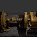 Heavy Duty Industrial Equipment With Yellow Large Drums Metal Fences And Concrete Base
